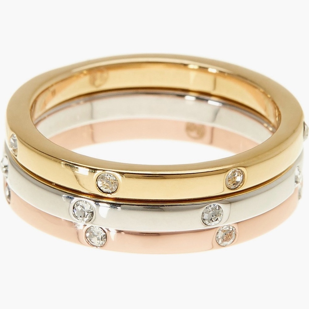 Water Resistance Crystal Tri Color Stackable infinity Rings. New Size 7
